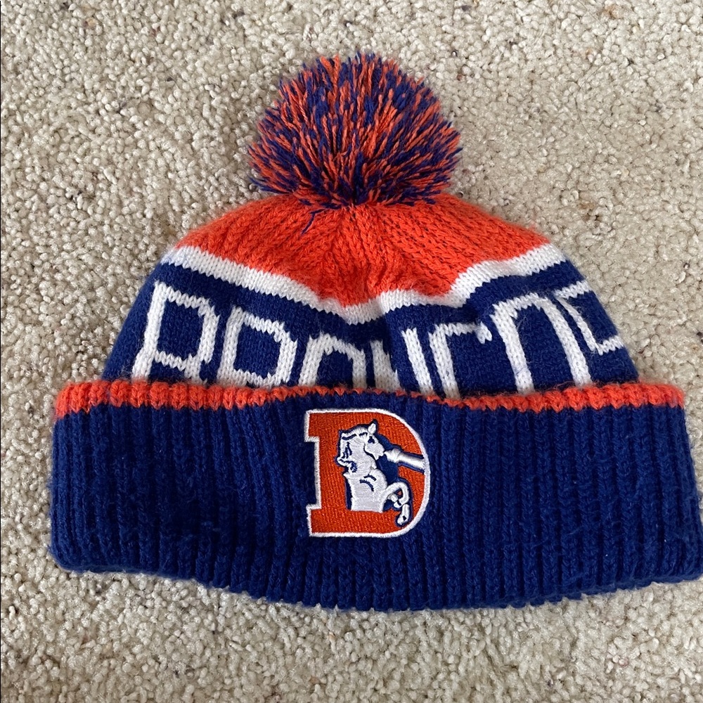 VINTAGE DENVER BRONCO BEANIE 47 BRAND ORANGE CRUSH LOGO ELWAY NX SZ OS